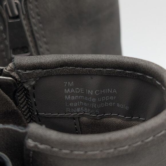 Open Edit Rylan Zip Moto Bootie Women's Square Toe Grey Volcano Size US7M EU38 - Picture 5 of 11